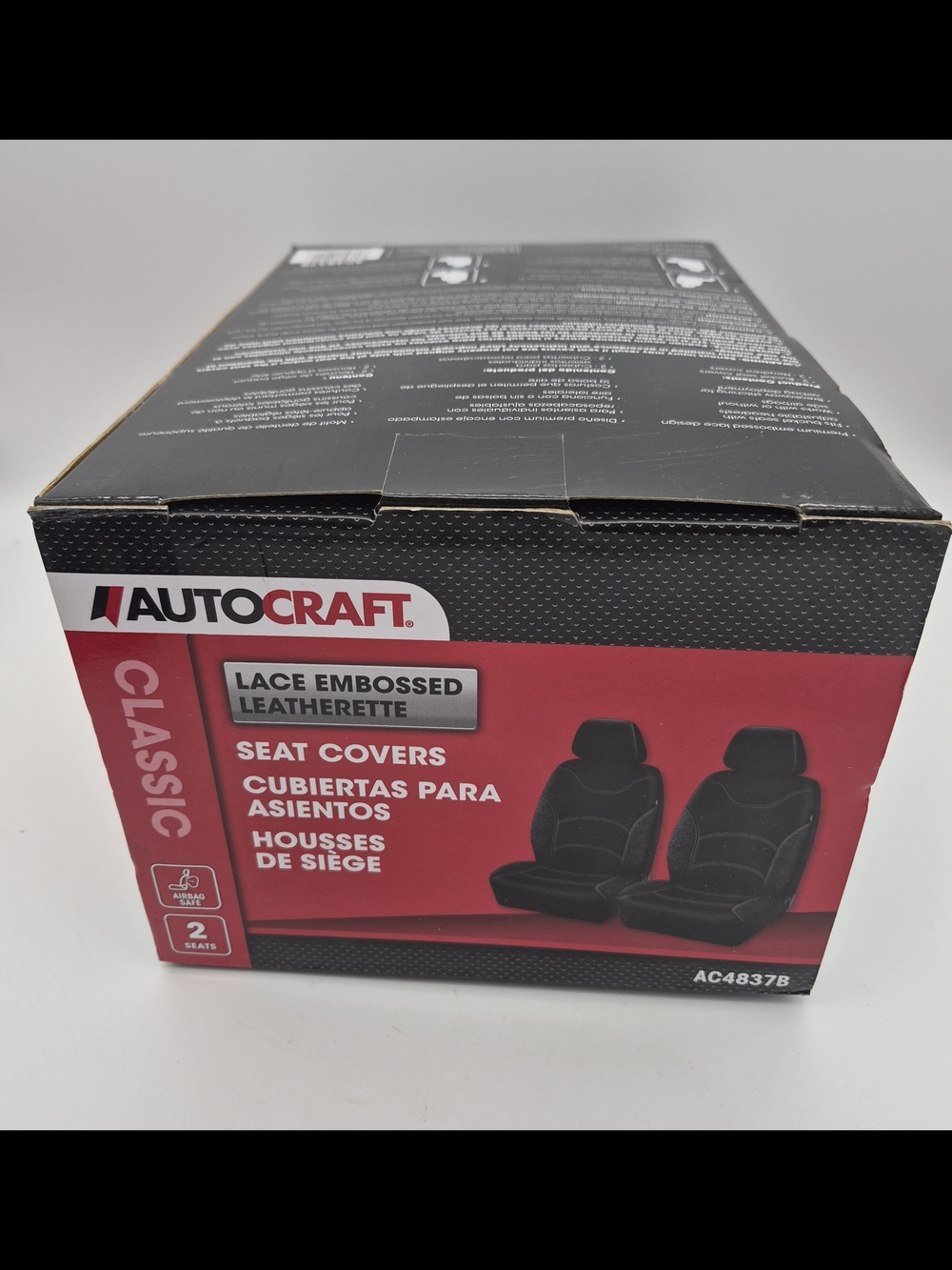 Classic Lace Embossed Black Leatherette Seat Covers - 2 Seats - Picture 5 of 6